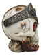 Western Texas Longhorn Silver Concho Buckle Skull Money Coin Bank Figurine