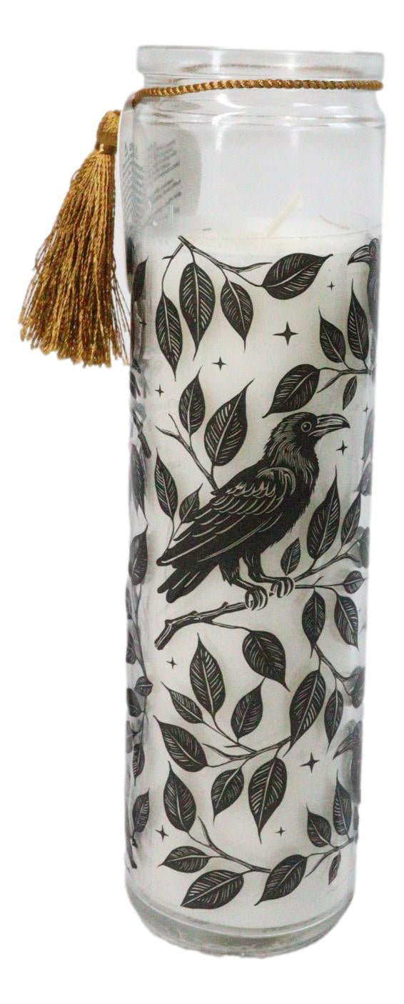 Ebros Mystic Raven Deadly Nightshade Glass Tube Candle Gothic Decor 8.25"
