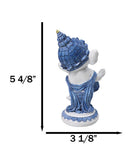 Blue White Hindu Elephant God Dancing Ganesha With Mridangam Drum Figurine