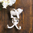 Pack Of 2 Rustic Cast Iron Antiqued White Flying Angel Pig 2-Pegs Wall Hooks