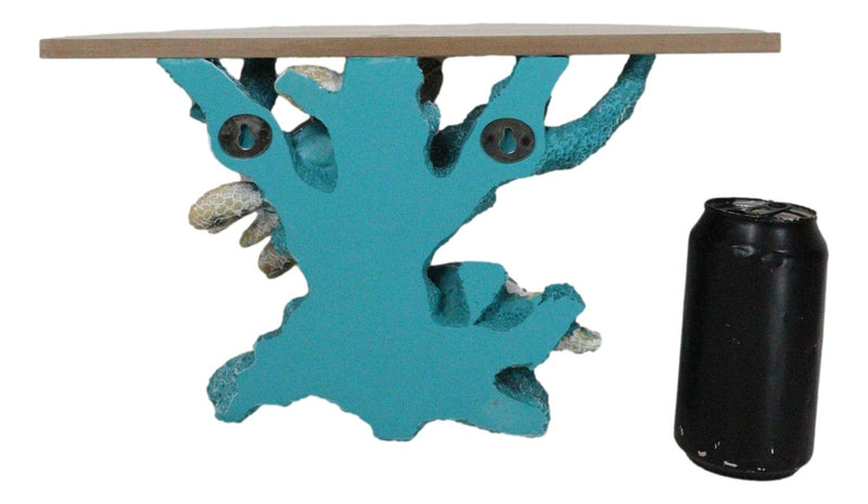 Marine Blue Sea Turtles Swimming by Ocean Corals Floating Wall Bracket Shelf