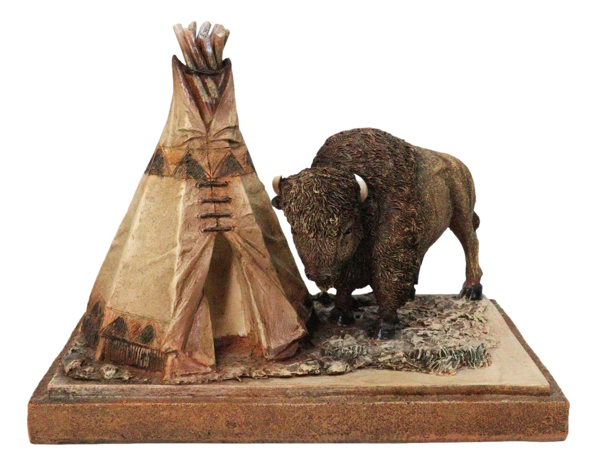 Southwest Legacy Series American Buffalo Prairie Scene Bison & Teepee Figurine