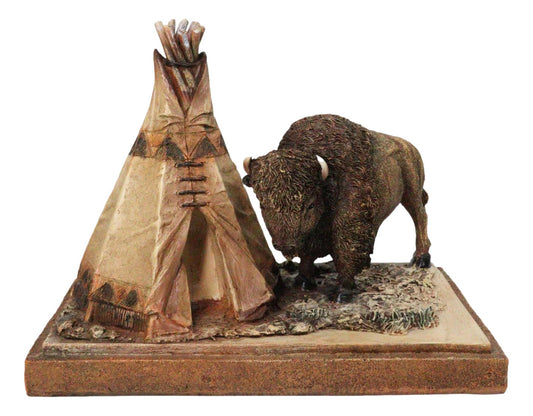 Southwest Legacy Series American Buffalo Prairie Scene Bison & Teepee Figurine