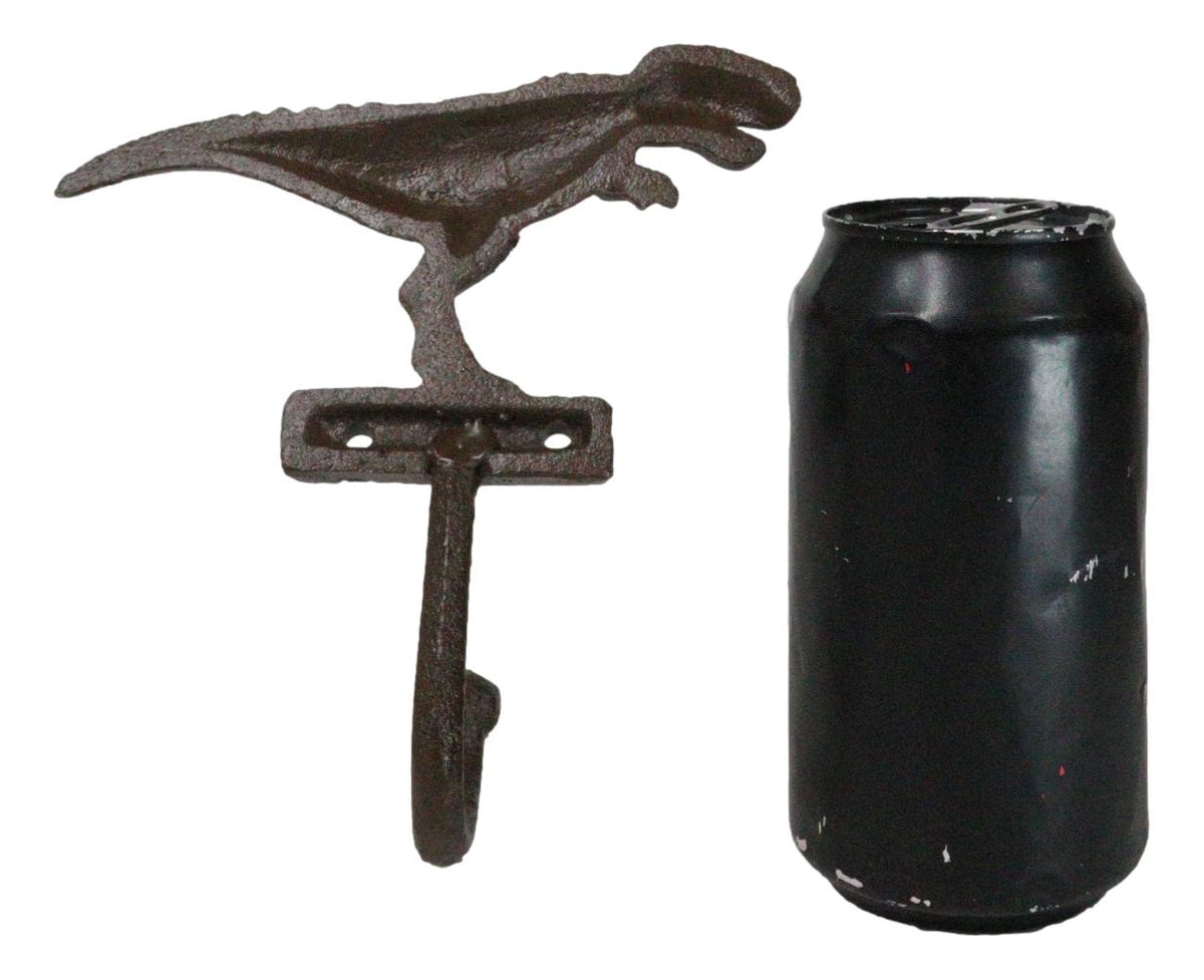 Pack Of 3 Cast Iron Rustic Jurassic T-Rex Dinosaur Wall Hook Key Leash Holders