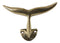 Set of 2 Brass Gold Nautical Sea Baleen Blue Whale Tail Wall Coat Hook Hangers