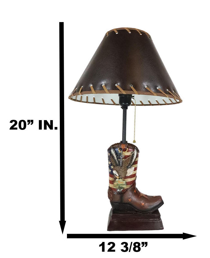 American Forgotten Soldier Eagle Rifle And Helmet Cowboy Boot Desktop Table Lamp