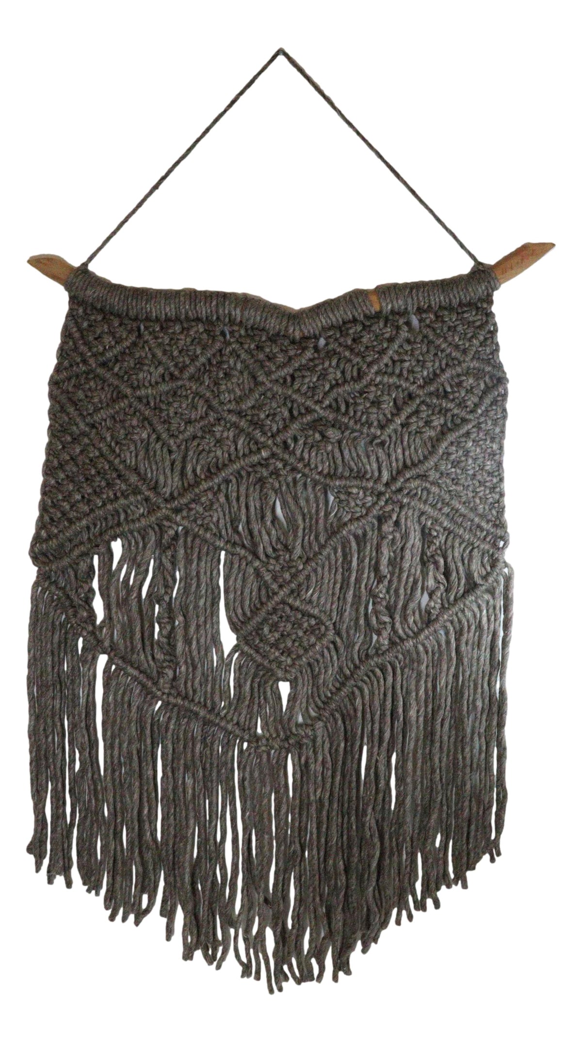 Bohemian Chic Hand Woven Wool Macrame Tapestry With Tassels 26"X37" Wall Decor