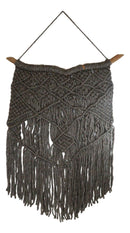 Bohemian Chic Hand Woven Wool Macrame Tapestry With Tassels 26"X37" Wall Decor