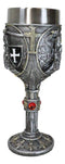 Medieval Templar Crusader Dark Knight Suit of Armor On Horse Wine Goblet Chalice