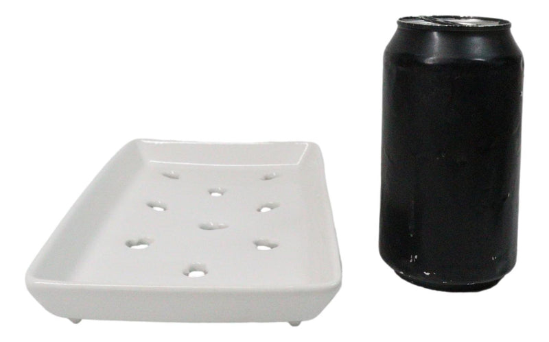 Pack Of 12 Ceramic White Neta Zara Sushi Case Plates With Drip Holes 9" By 5"