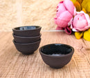 Brown Textured Surface Japanese Tetsubin Style Cast Iron Mini Tea Cups Set of 4