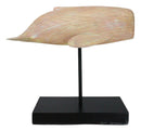 Nautical Marine Contemporary Sperm Whale Fish Faux Wood Sculpture On Pole Stand