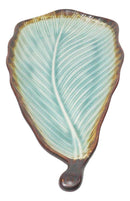 Green Midori Kannyu Collection Ceramic Leaf Shaped Large Serving Platter 16"L