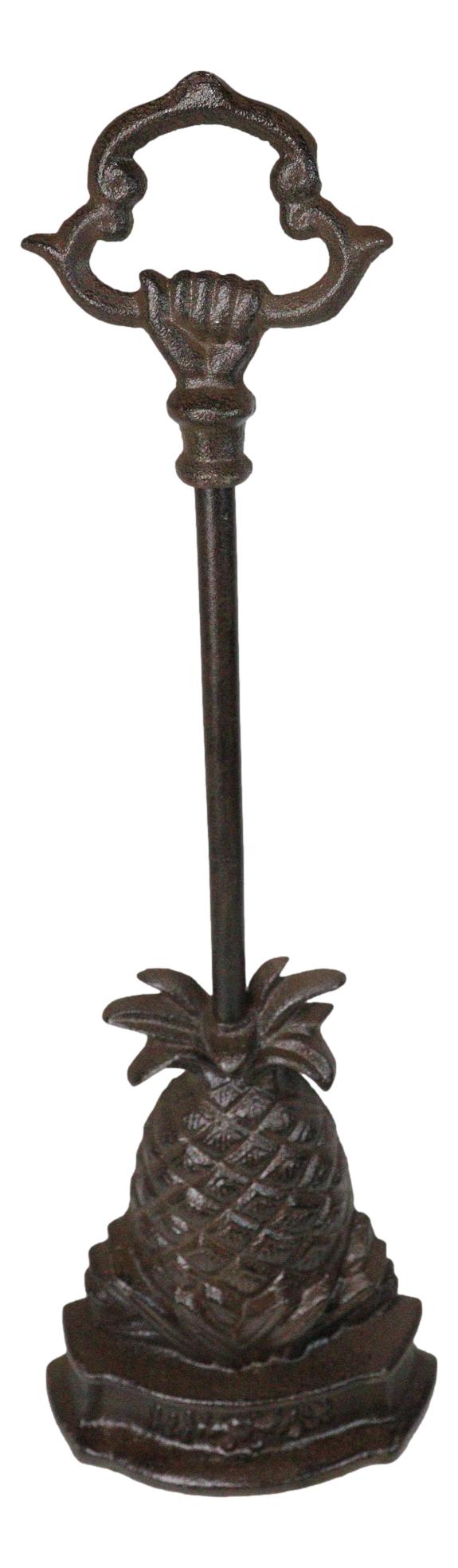 Rustic Cast Iron Tropical Pineapple Door Stop Or Porter With Long Handle