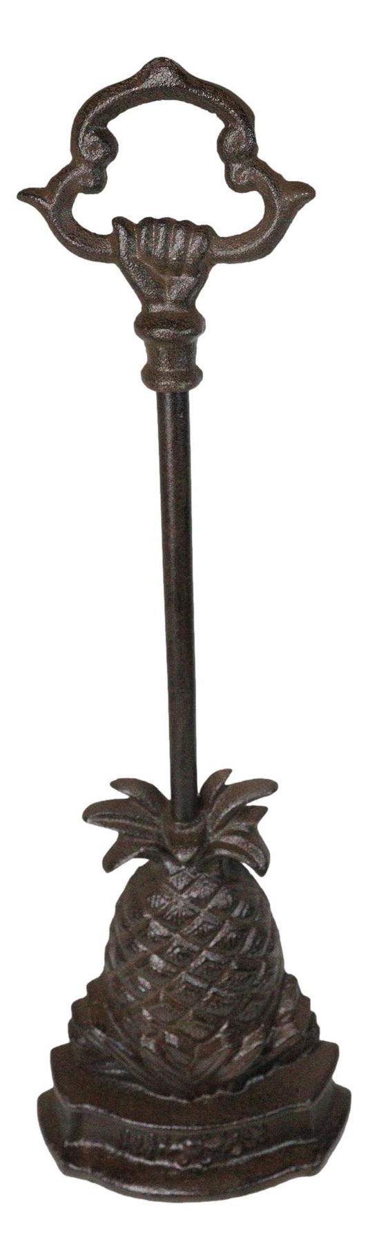 Rustic Cast Iron Tropical Pineapple Door Stop Or Porter With Long Handle
