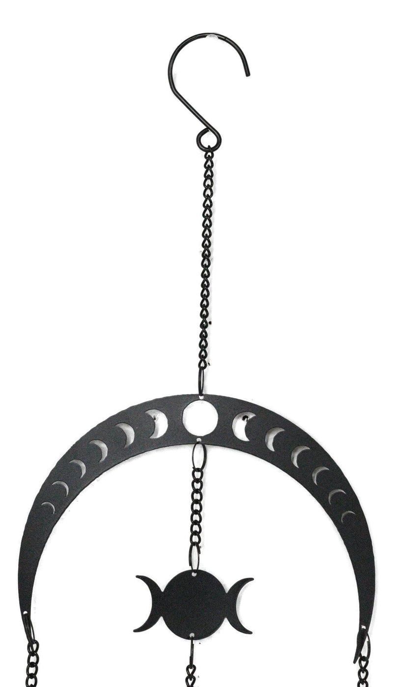 Macabre Dark Evolution Flying Bats With Phases Of The Moon Hanging Decoration