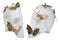 Metamorphosis Golden Butterflies On White Skull Halves Figurine Bookends Set