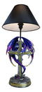 Purple Iridescent Dragon With Silver Celtic Knot High Cross Crystal Table Lamp