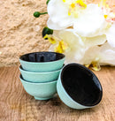 Mint Green Textured Japanese Tetsubin Style Cast Iron Mini Tea Cups Set of 4