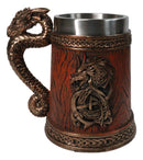 Large Dragon Barrel Mug with Sword Sculpted Handle – Medieval Drink Tankard 20oz