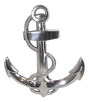 Nautical Ocean Marine Polished Aluminum Metal Ship Anchor Wall Decor Plaque 18"H