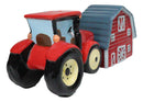 Ceramic Agricultural Country Farm Red Barn And Tractor Salt And Pepper Shakers