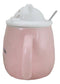 Whimsical Pastel Pink Feline Kitty Cat Cup Mug With Lid And Stirring Spoon
