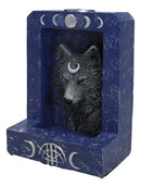 Phases Of The Moon Alpha Black Wolf With Crescent Mark Backflow Incense Burner