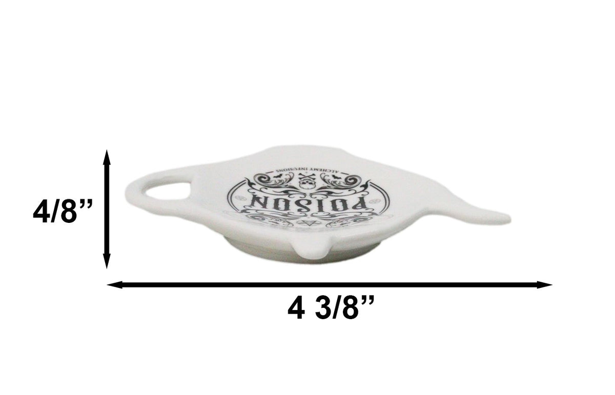 Pack Of 2 Wicca Poison Witch Alchemy Ceramic Tea Spoon Or Bag Holder Plates