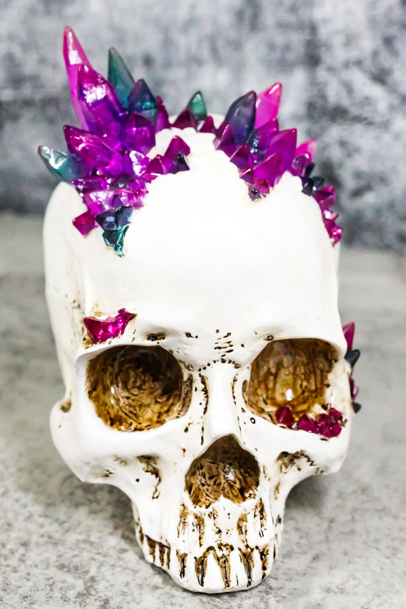 Gothic Macabre Spiky Two Tones Crystal Cavern Mine Cranium Skull Figurine