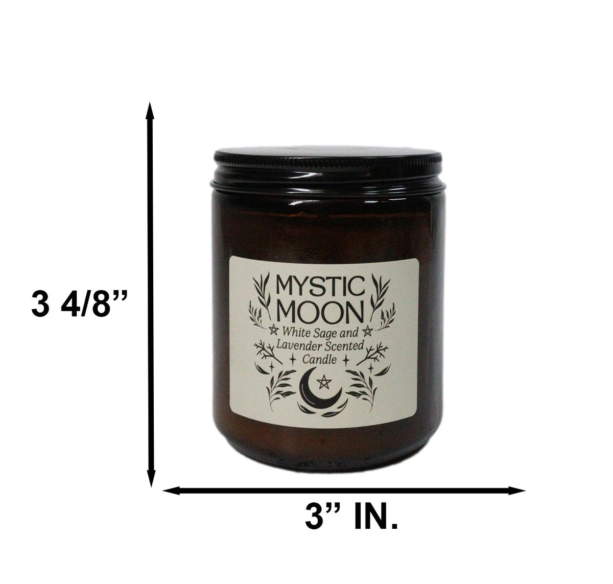 Ebros Mystic Moon White Sage & Lavender Scented Amber Glass Jar Candle