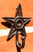 Pack Of 2 Rustic Western Lone Star Cast Iron Metal Wall Hooks Organizer Decor