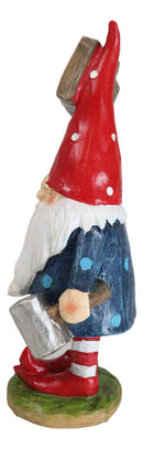 Whimsical Garden Mr Gnome With Hammer and Mushroom Farm Plank Sign Figurine