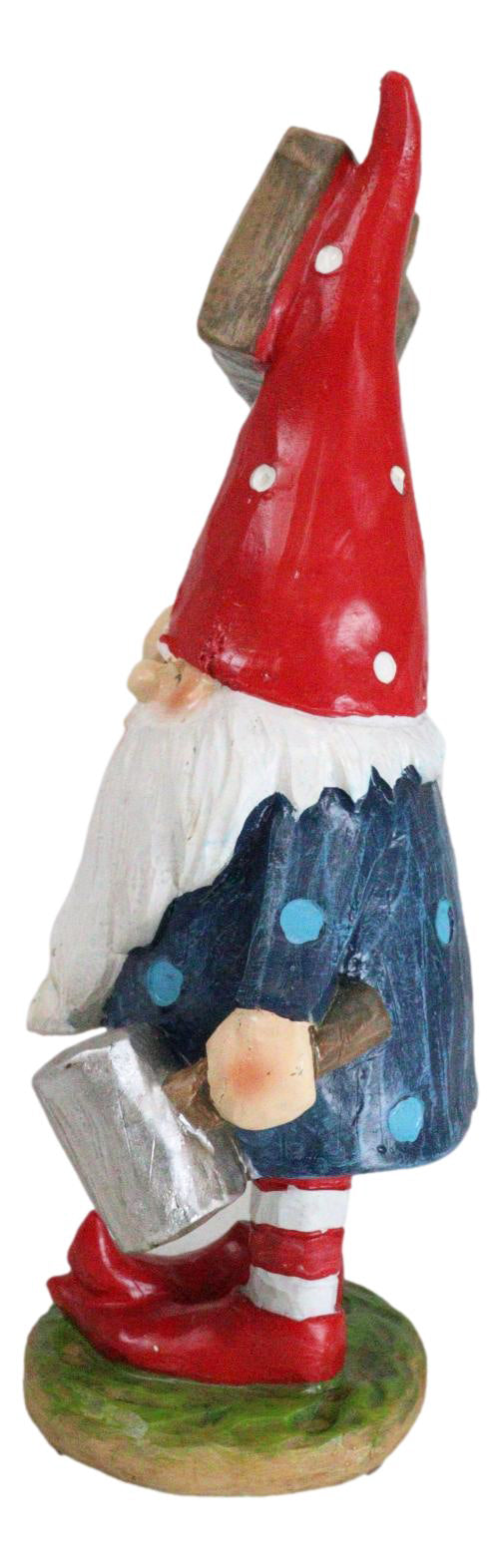 Whimsical Garden Mr Gnome With Hammer and Mushroom Farm Plank Sign Figurine