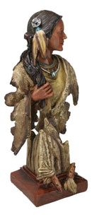 Tribal Native American Indian Lady Princess with Eagle Feathers Bust Figurine