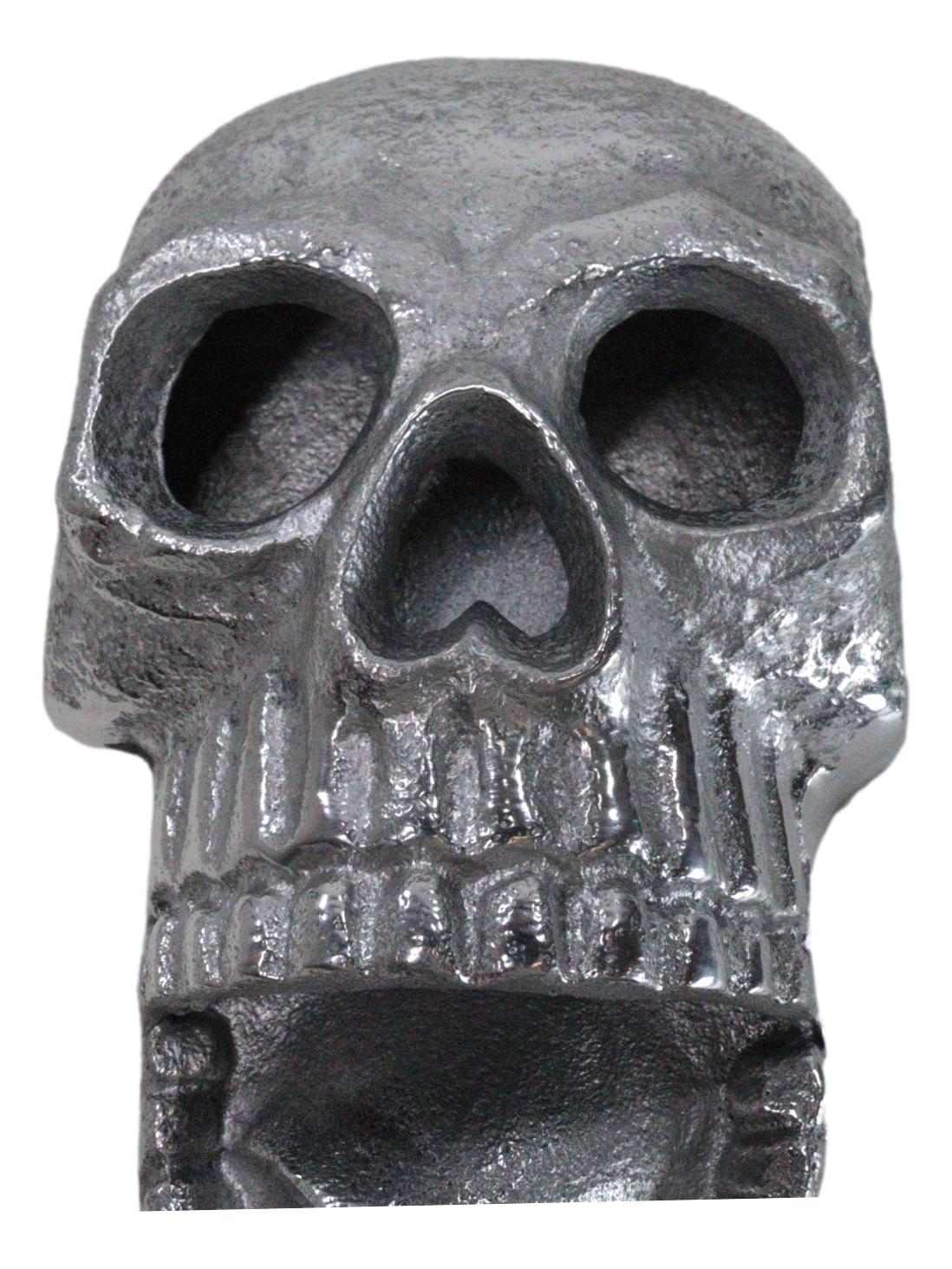 Silver Metal Bone Chilling Grinning Skull Skeleton Wall Beer Bottle Cap Opener