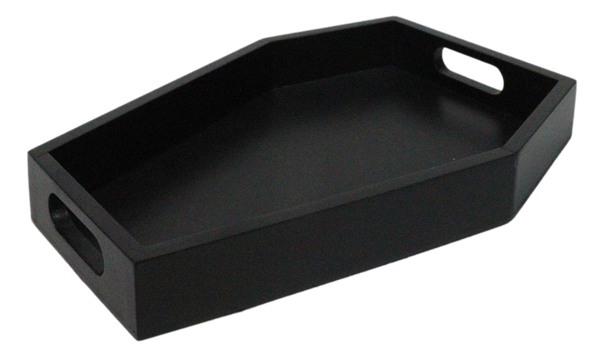Gothic Dark Arts Spooky Vampire Coffin Trinket Jewelry Tray With Handles 9.5" L