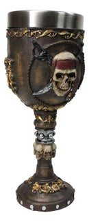 Nautical Pirate Skull Wine Goblet with Crossed Cutlass Red Bandana Chalice