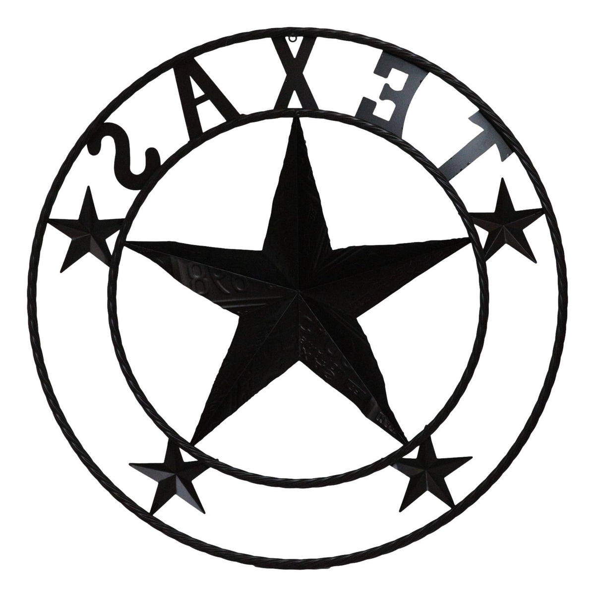 Oversized 40"D Vintage Rustic Western Texas Star Metal Wall Circle Sign Plaque