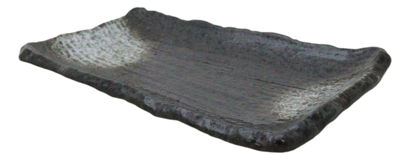 Pack Of 5 Charcoal Grey Tone Hakumu Collection Rectangular Wavy Sushi Plates
