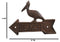 Cast Iron Rustic Louisiana Pelican Bird Beach Arrow Greeting Sign Wall Decor