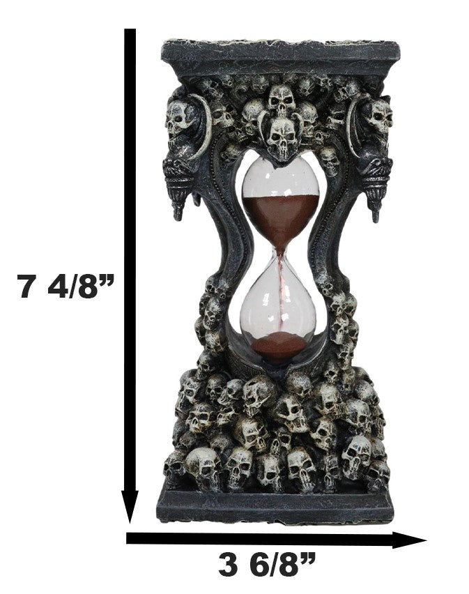 Gothic Graveyard Morphing Cranium Skulls Invertible Pillar Sand Timer Figurine