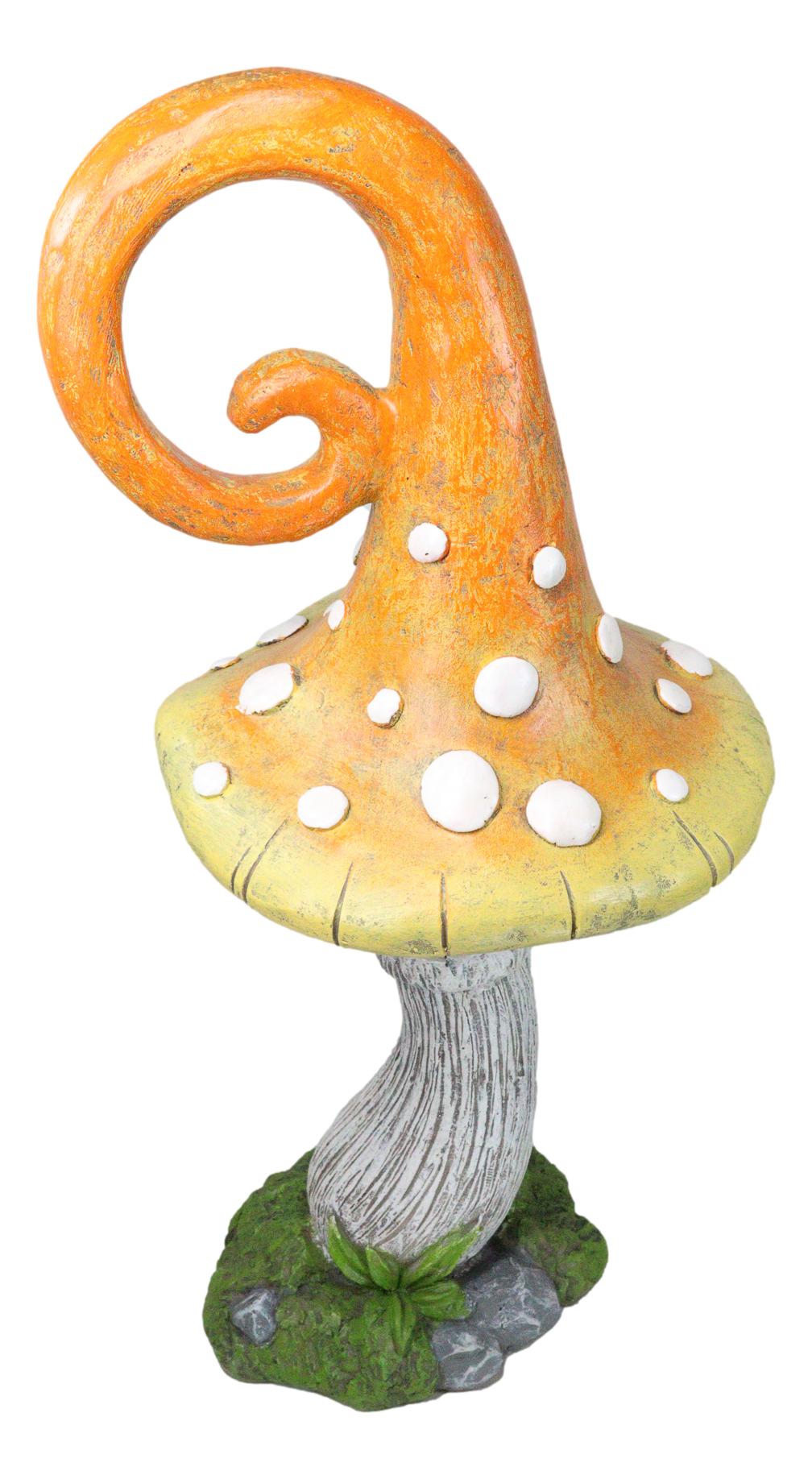 Large Fairy Garden Orange Meringue Crooked Toadstool Mushroom Figurine 23"H - Ebros Gift