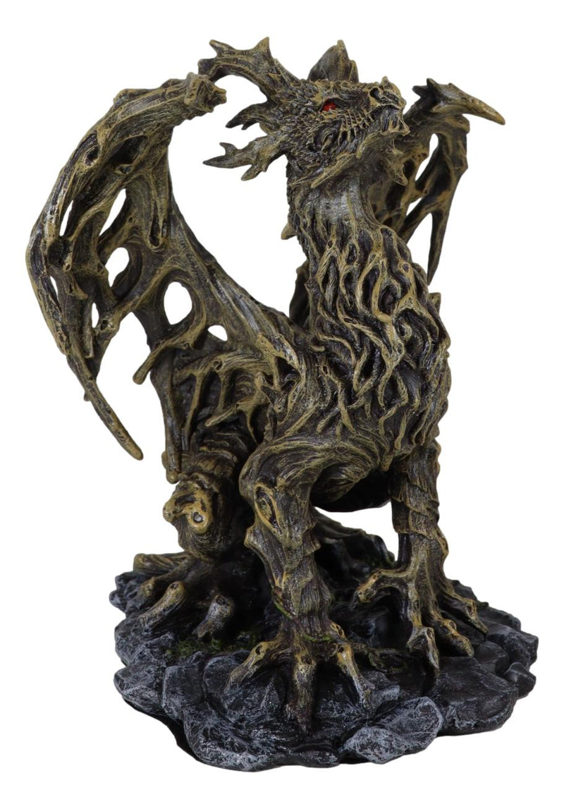 Forest Tree Ent Greenman Dendritic Dragon with Red Blood Moon Eyes Figurine