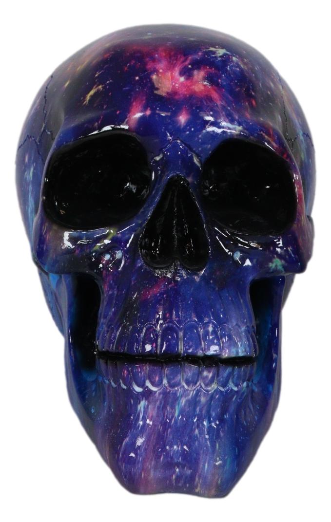 Cosmic Supernova Galaxy Deep Space Milky Way Iridescent Blue Skull Figurine