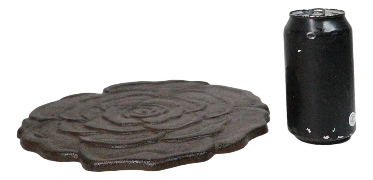 Pack Of 3 Rustic Cast Iron Rose Flower Blossom Garden Garden Stepping Stones - Ebros Gift
