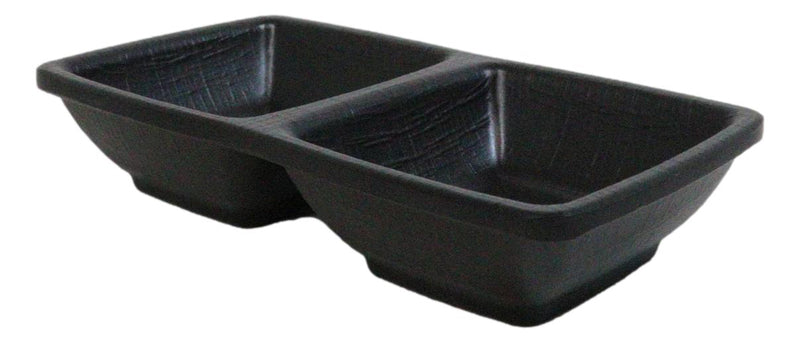 Pack Of 6 Black Silk Melamine 2 Partition Condiment Sauce Dipping Bowl or Dishes