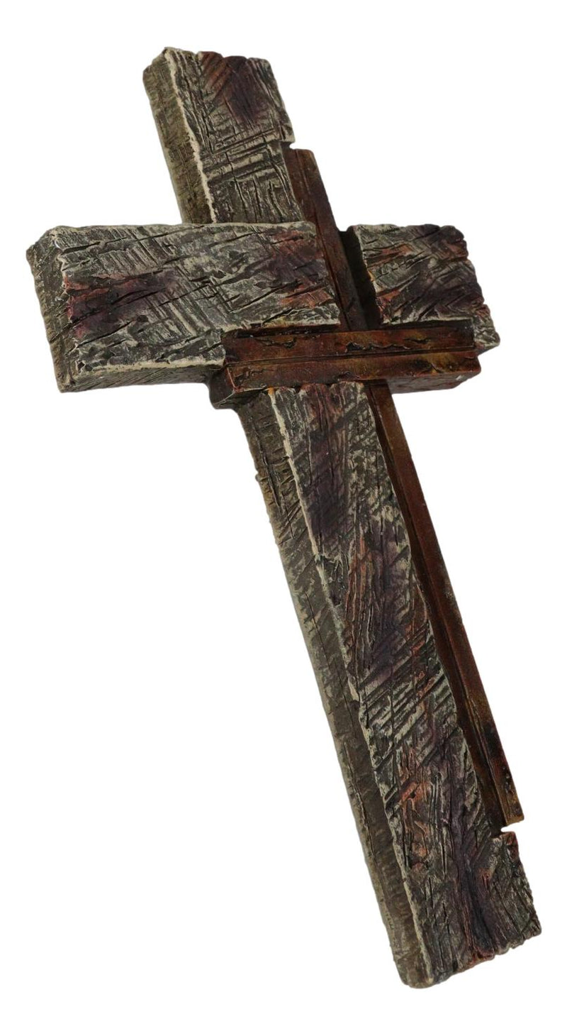 Vintage Western Layered Distressed Wood Grain Pattern Faux Wooden Wall Cross