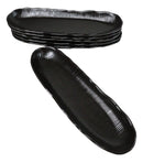 Pack Of 6 Kokuyo Modern Black Ceramic Wavy Oblong Long Serving Platters 13.25"L