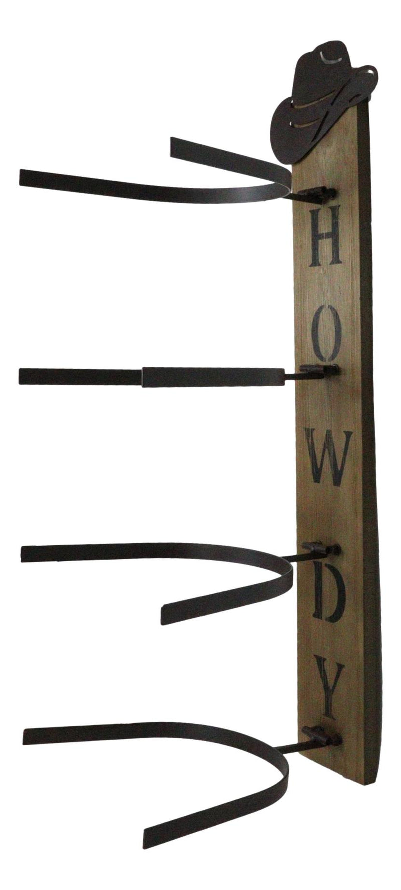 Rustic Western Howdy 4 Slot Cowboy Cowgirl Hats Wall Rack Hanger Organizer
